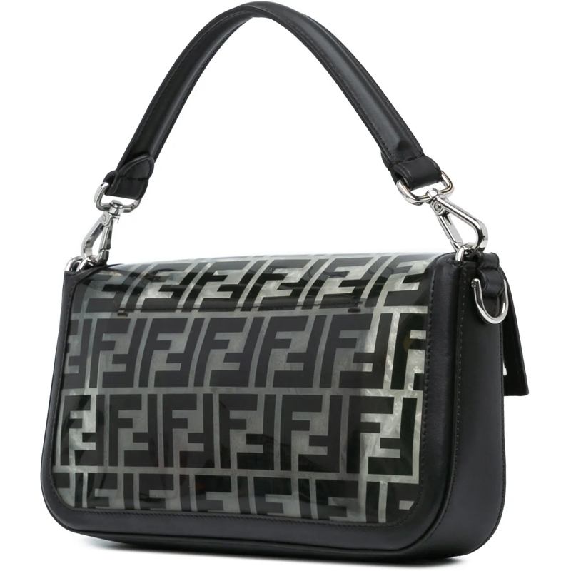 Fendi Schultertasche Medium Zucca PVC Baguette Satchel schwarz