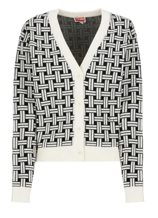 Kenzo - Weave Cardigan - Größe M - weiß