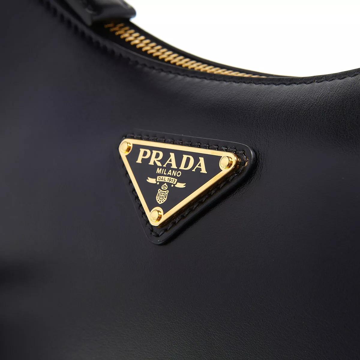 Prada Hobo bags Arqué Half-Moon Medium Underarm With Extendable Sh in zwart