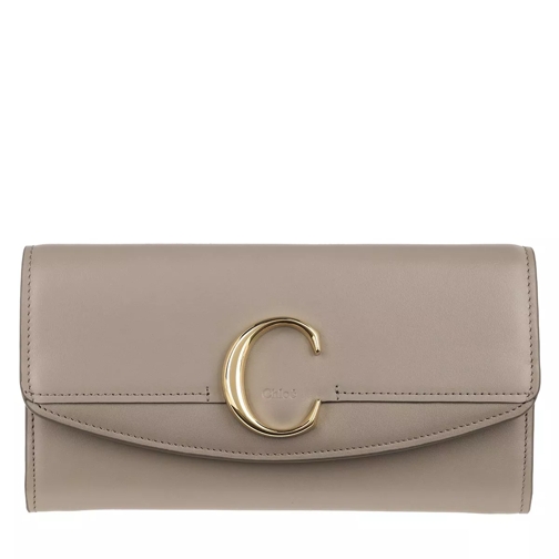 Chloé C Continental Wallet Leather Motty Grey Continental Portemonnee