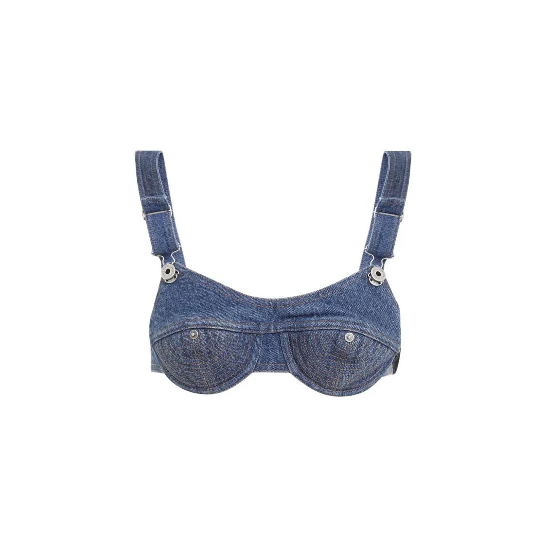 Jean Paul Gaultier - Denim Bra Top - Größe 36 - blau