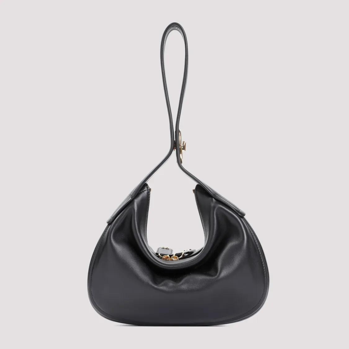 Thumbnail - Valentino Garavani Hobo Bags - Black Leather Go-Hobo Small Leather Bag - Gr. unisize - in Schwarz - für Damen