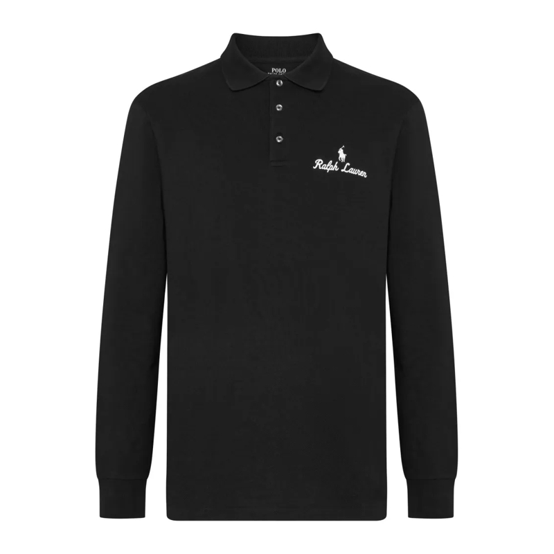 Polo Ralph Lauren Polohemd Long-Sleeve Polo Shirt With Ribbed Collar Black
