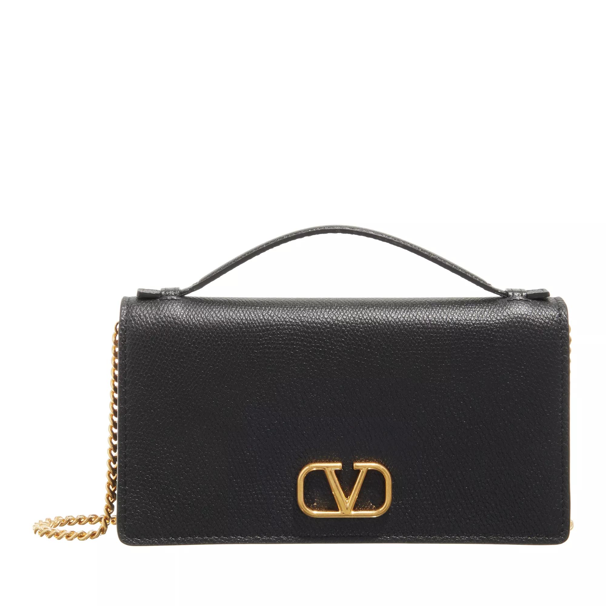 Valentino Garavani Portemonnaie - Wallet On Chain Vlogo Signature - Gr. unisize - in Schwarz - für Damen