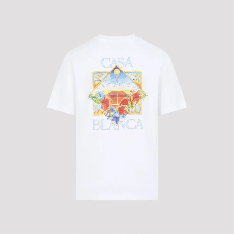 Casablanca T-Shirt Graphic Print Relaxed-Fit T-Shirt In Organic Cotto White(Image 2)