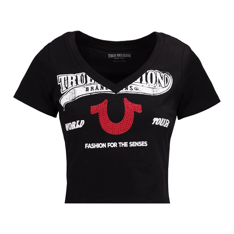 True Religion T-Shirt T-Shirt Cropped schwarz