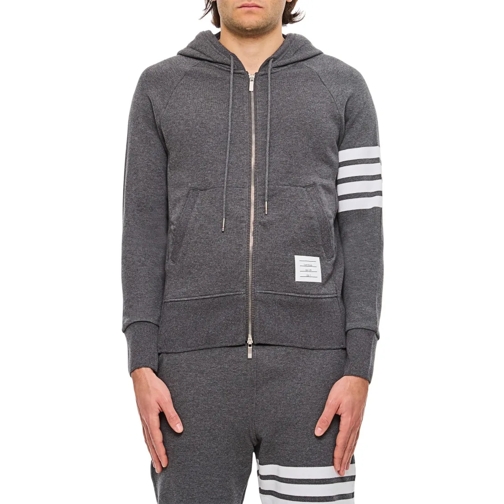 Thom Browne Hoodie Engineered 4 Bar Classic Full Zip Hoodie Grey