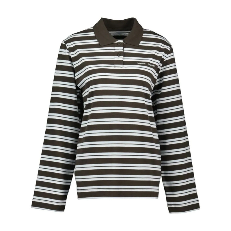 Samsøe Samsøe Top met lange mouwen Sadover Ls Polo - Cotton - Multi Black