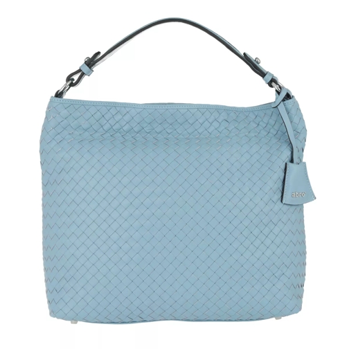 Abro Piuma Woven Leather SM Zippered Hobo Bag Light Blue Hobo Bag
