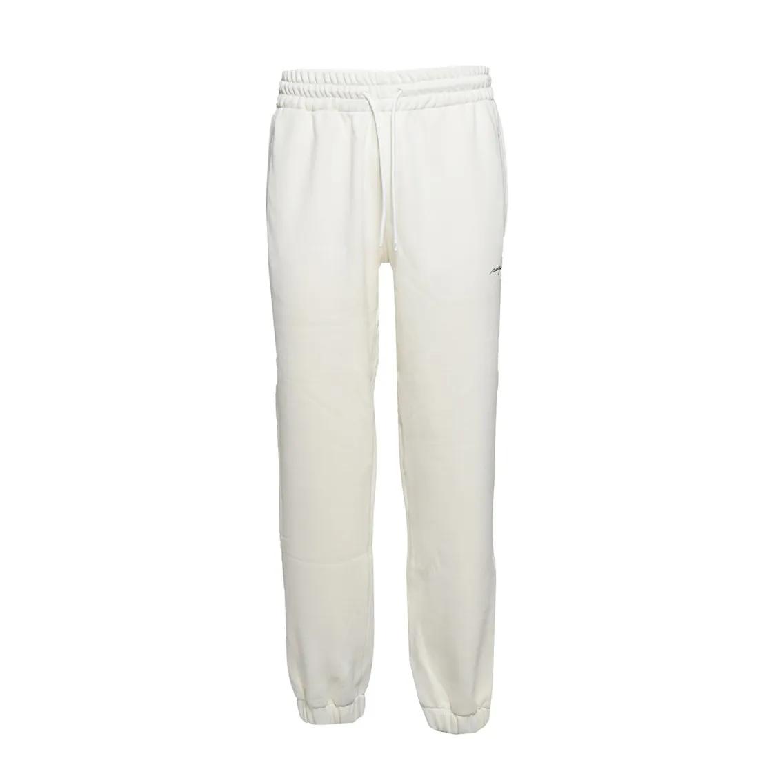 Thumbnail - MSGM - Cream Cotton Fleece Pants With Logo Embroidery - Größe S - beige