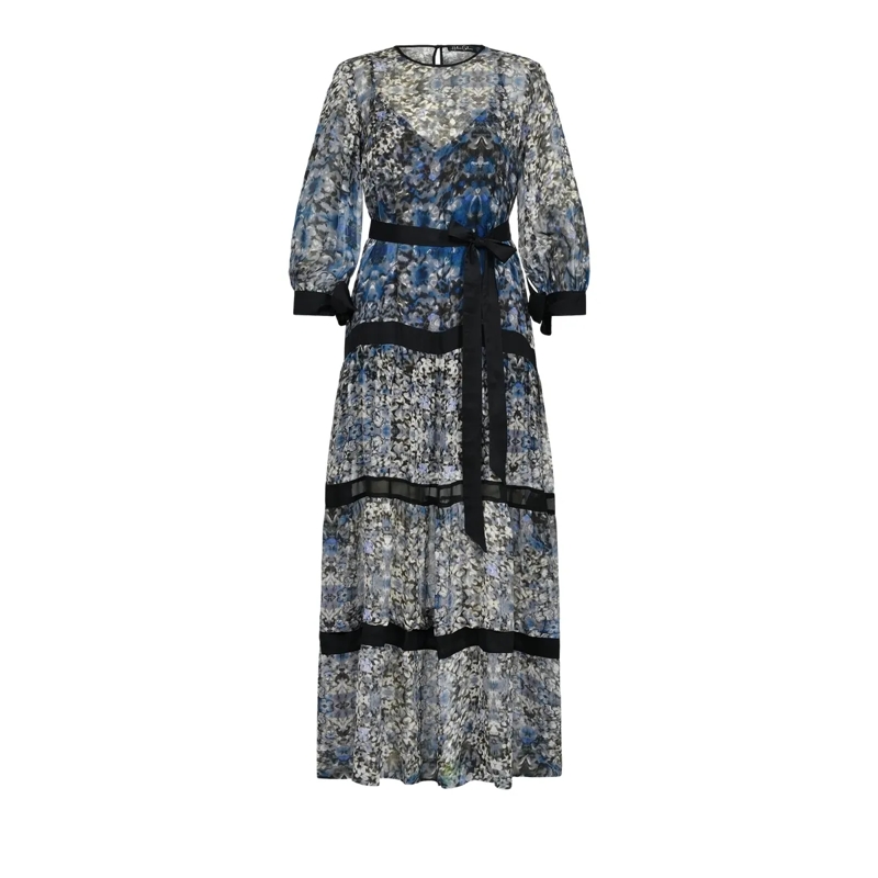 Helene Galwas Maxikleid Seidenkleid BENITA SEIDE blau