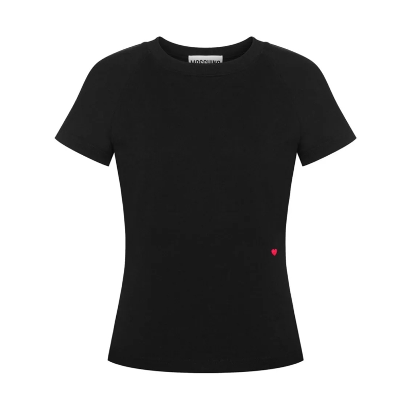 Moschino T-Shirt Cotton Heart Motif Short-Sleeve Top Black
