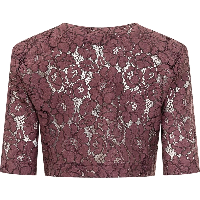 Pinko Haut à manches longues Spencer in pizzo floreale rose(Image 2)