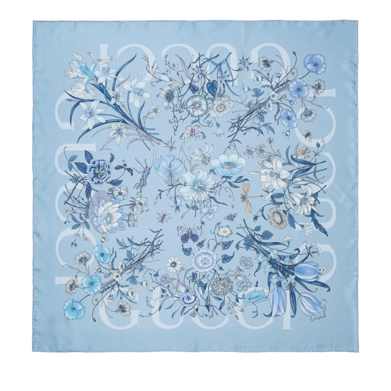 Gucci Leichter Schal Scarves Floris Light Blue