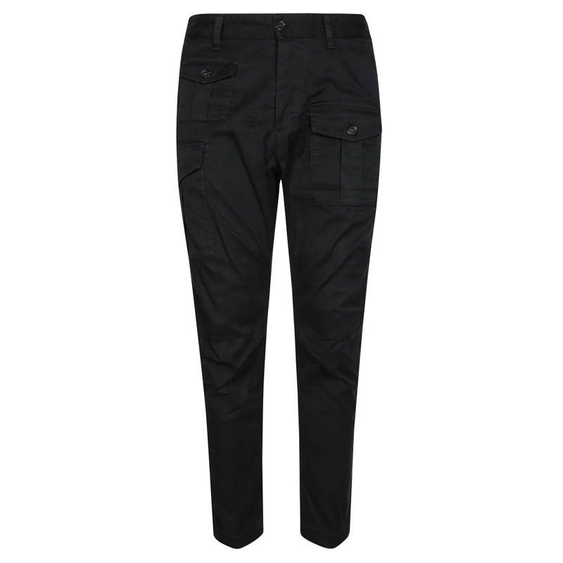 Dsquared2 Pantalon Tapered Black Pants With Multiple Pockets Black