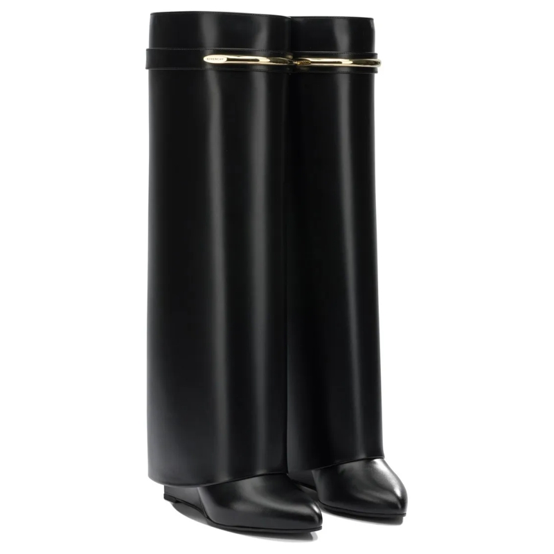 Givenchy Bottes Pointed Toe Calf Leather Ankle Boots With Metallic Black(Image 2)