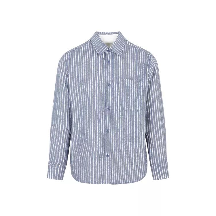 Craig Green - Hand-Frayed Stripe Blue Chalk Cotton Shirt - Größe S - blue