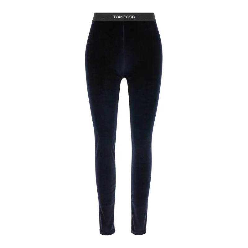 Tom Ford Leggings Blue Leggins With Logo On The Waist In Tech Fabric Blue