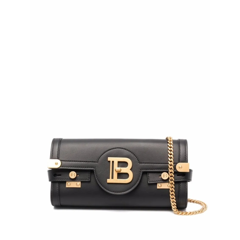 Balmain Schultertasche Black Leather Shoulder Bag Black