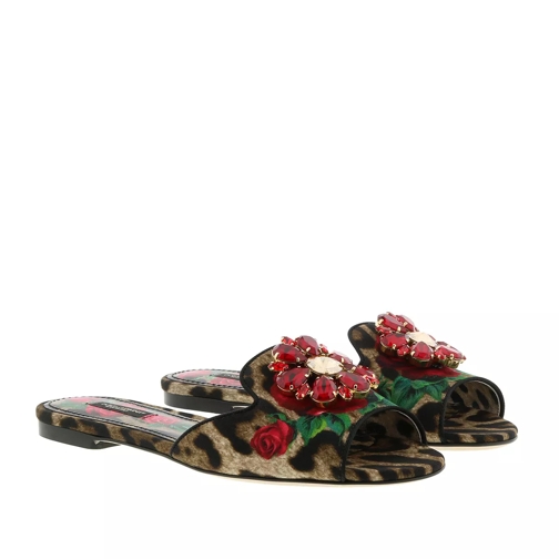 Dolce&Gabbana Leo Print Slides Rose/Red Slip-in skor