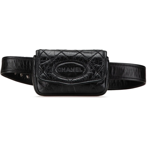 Chanel Sac de ceinture 2005-2006 CC Aged Calfskin Logo Flap Belt Bag schwarz (Image 2)