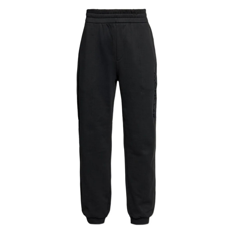 Moncler Jogginghose Tapered Fit Cotton Trousers With Elastic Waistband Black