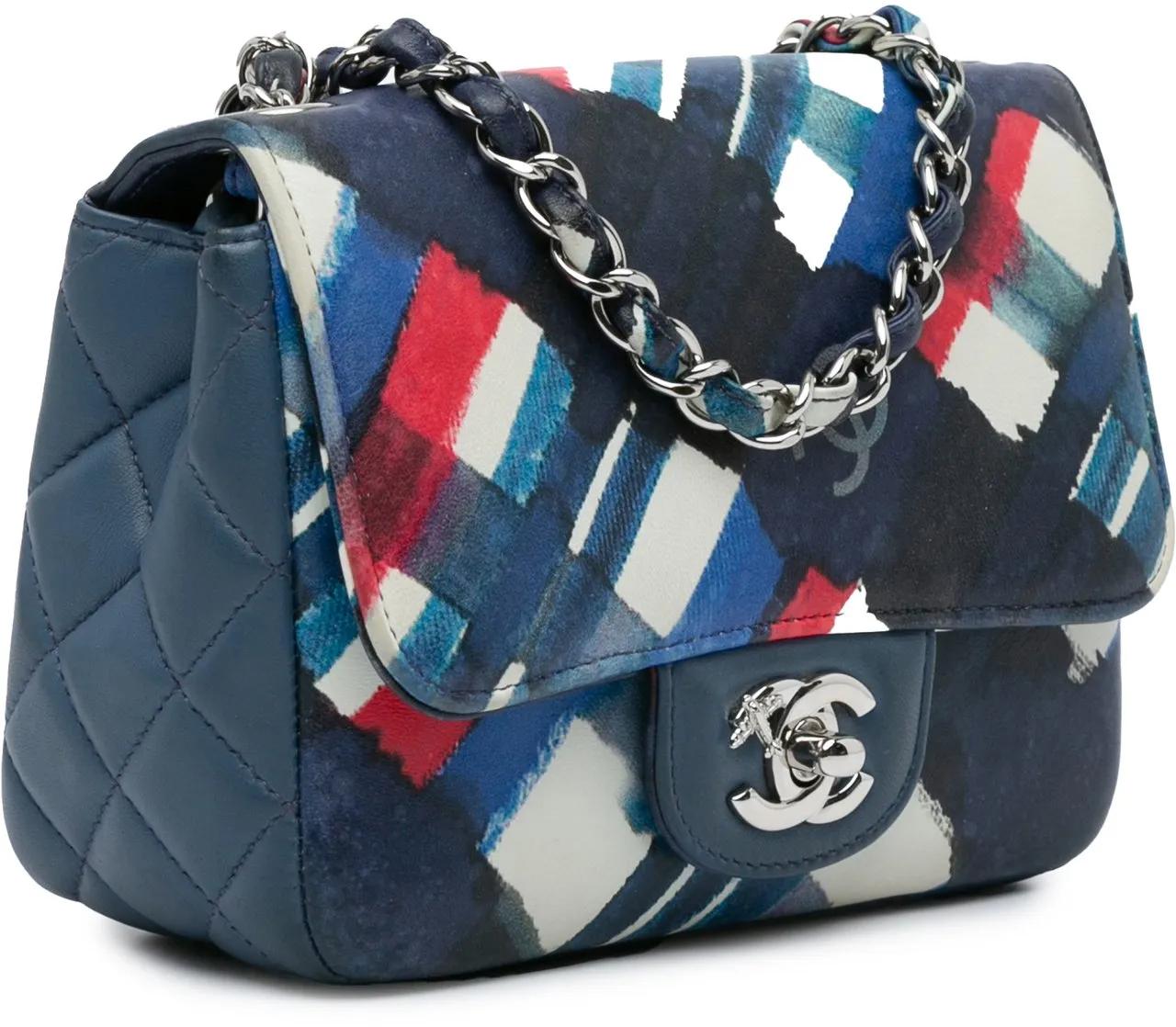Thumbnail - Chanel Hobo Bags - 2016 Mini Square Classic Airlines Printed Lambskin - Gr. unisize - in Blau - für Damen