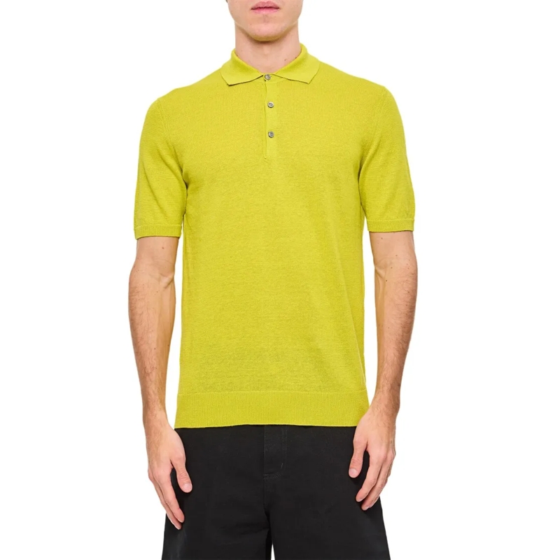 Drumohr Polo Classic Knit Polo Shirt With Pointed Collar Yellow