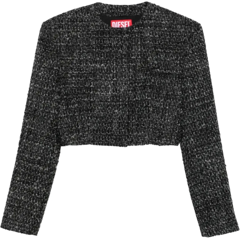 Diesel Veste de transition Crop Jacket Black schwarz