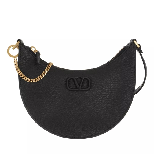 Valentino Garavani Mini V-Logo Signature Hobo Bag Leather Black Hobo Bag