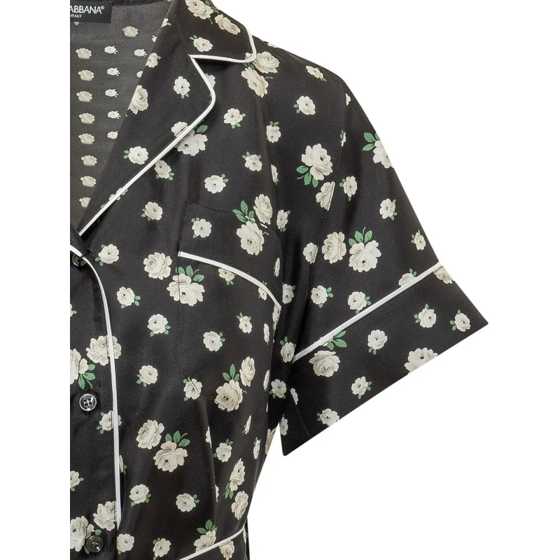 Dolce&Gabbana Bluse Camicia con Colletto a Rever e Cintura schwarz(Image 3)