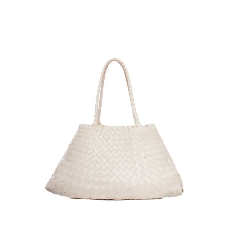 DRAGON DIFFUSION Tote Woven Calf Leather Shopper Bag In Soft Beige Neutrals