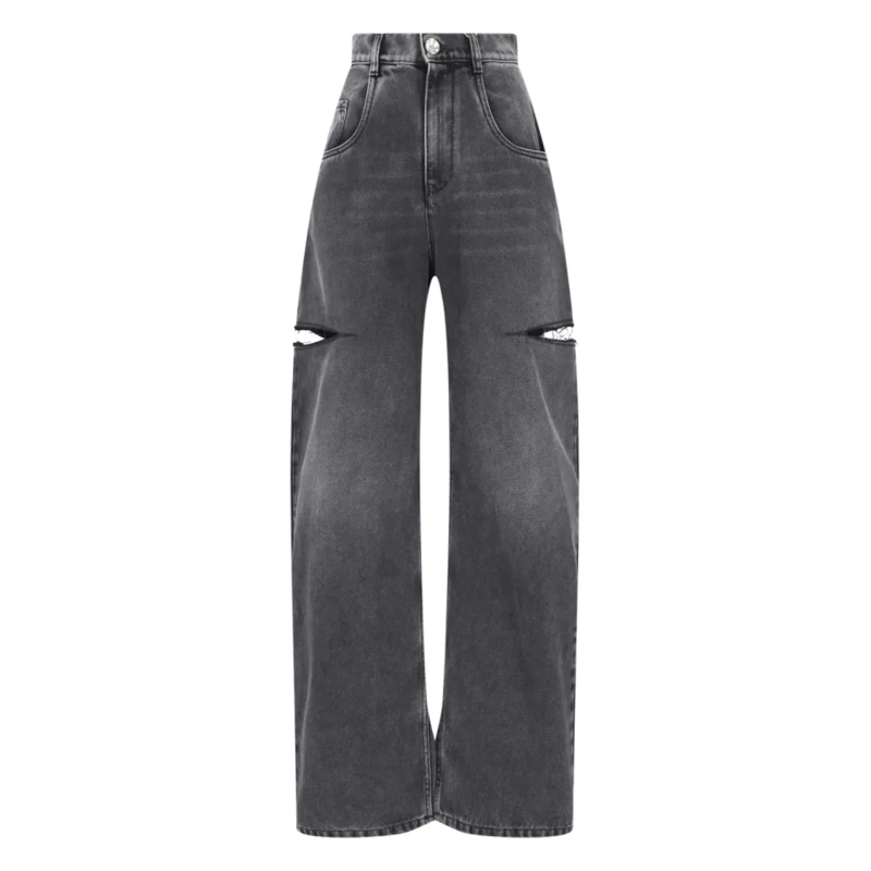 Maison Margiela Jeans High-Waisted Black Denim Cut-Out Jeans Blue