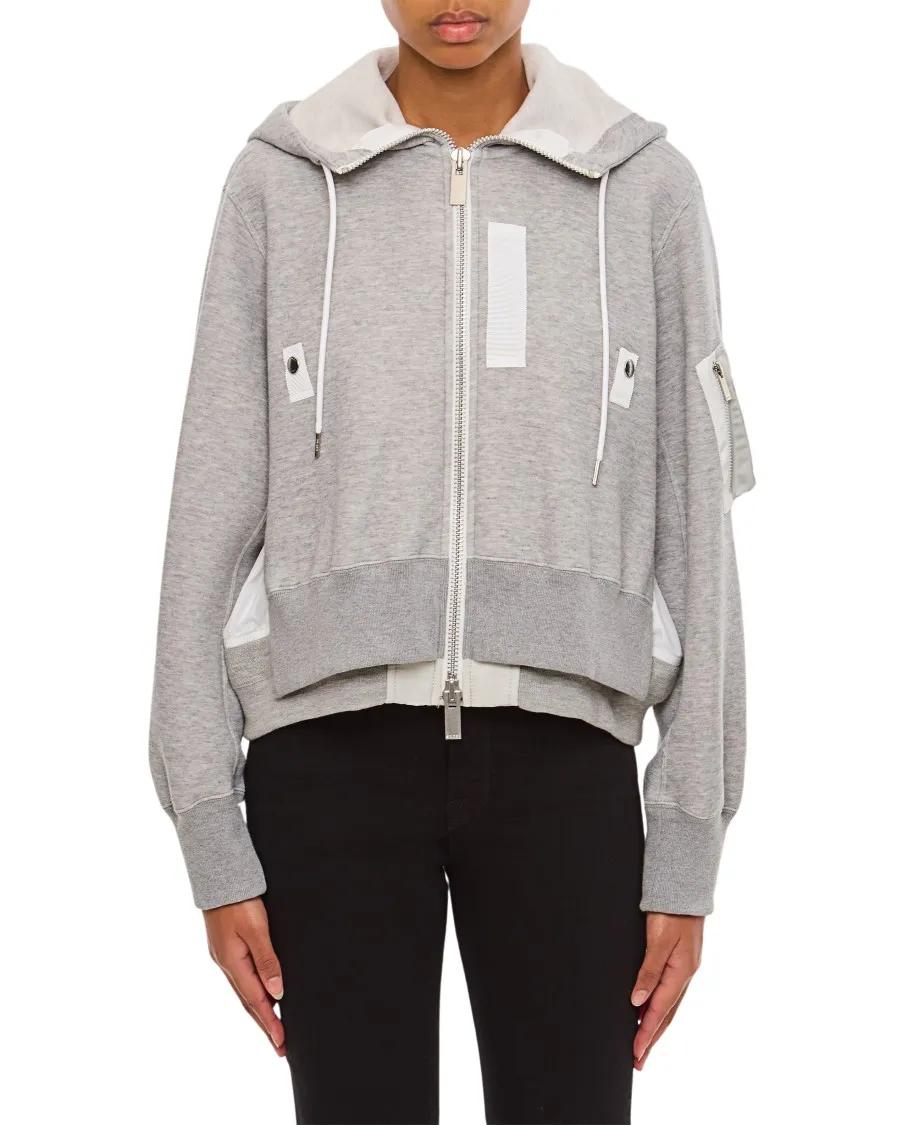 Sacai - Sponge Sweat X Nylon Twill Hoodie - Größe 3 - grau