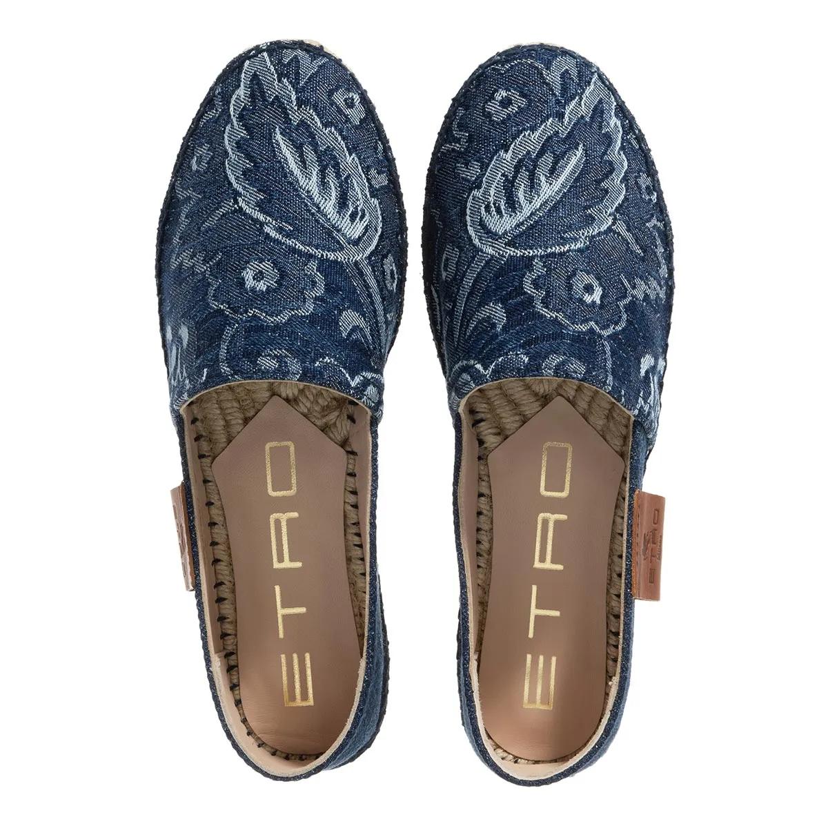 ETRO Loafers Espadrillas Denim Jacuard in blauw