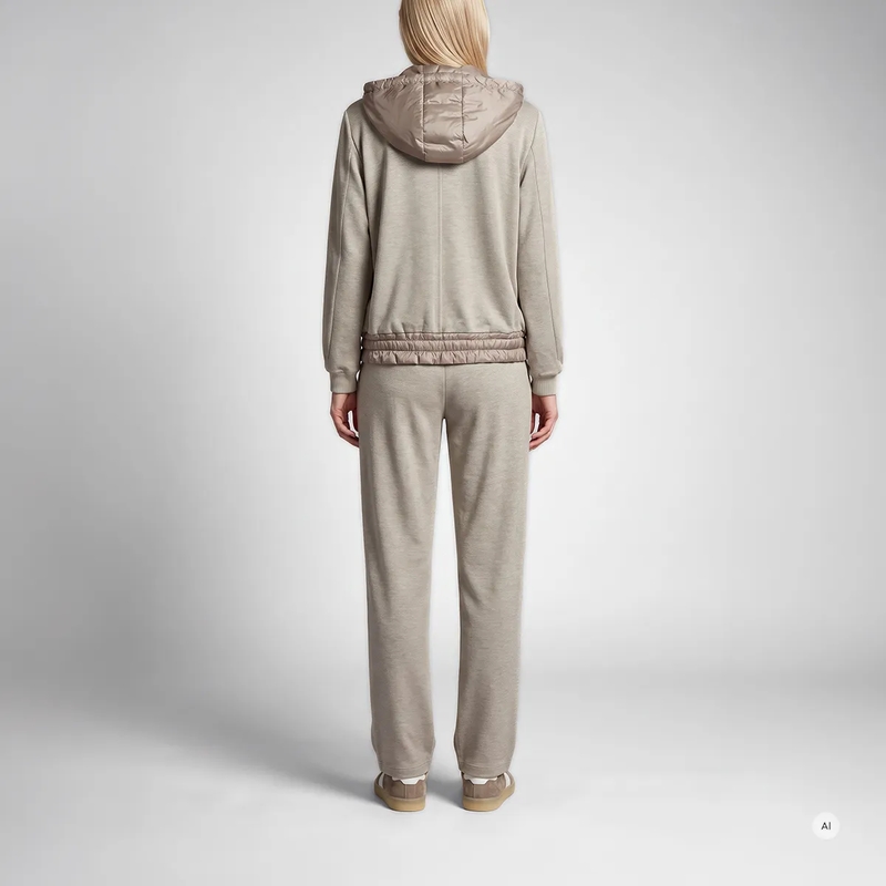 Marc Aurel Jacke Jacke- abnehmbare Kapuze mit Kordeln- mit Stric beige(Image 4)