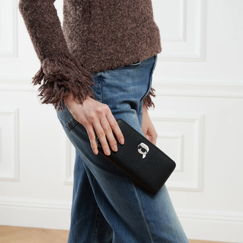 Karl Lagerfeld Ritsportemonnee Ikon Pebble Cont Wallet Black(Image 2)