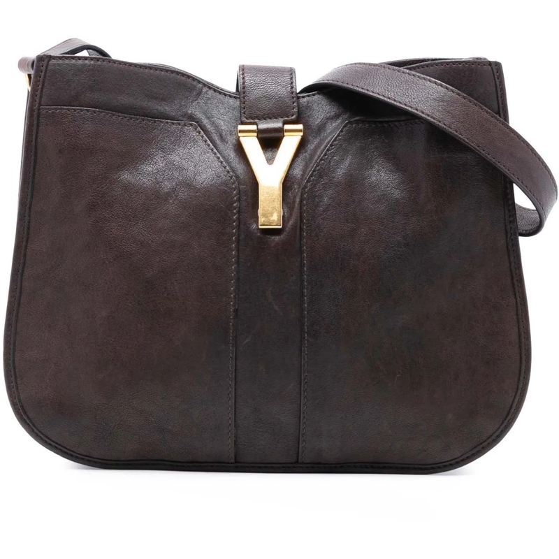 Saint Laurent Schultertasche Medium Leather Cabas Chyc Crossbody braun