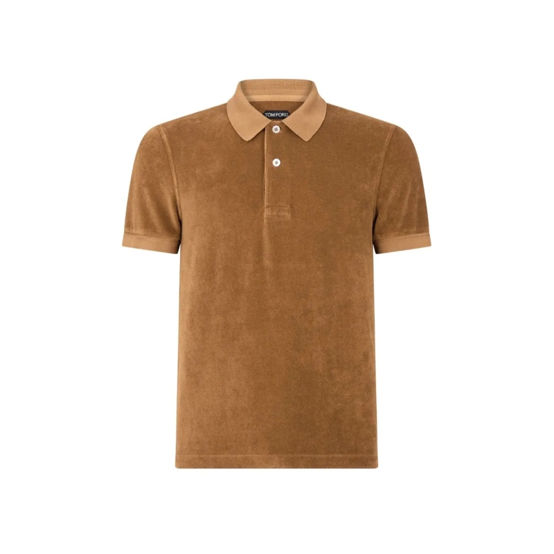 Tom Ford Polohemd Toffee Cotton Blend Polo Shirt Brown