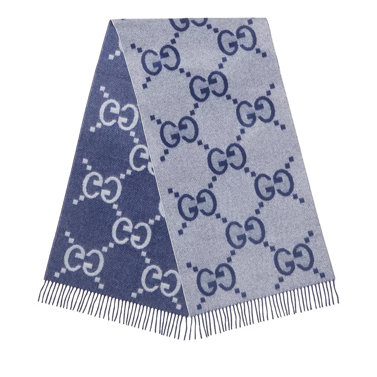 Gucci GG Scarf Cashmere Navy Ivory Cashmere Scarf