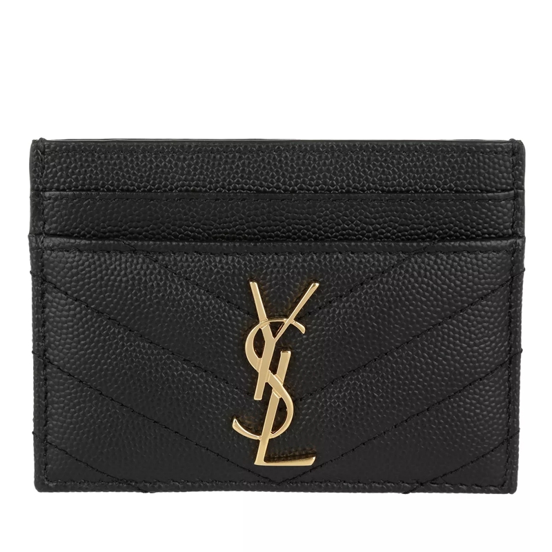 Saint Laurent Kartenhalter YSL Monogramme Card Etui Grain De Poudre Leather Nero
