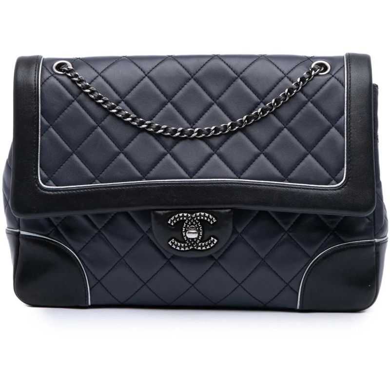 Chanel Sac à bandoulière Paris-Salzburg Jumbo Bicolor Quilted Lambskin Tyro blau