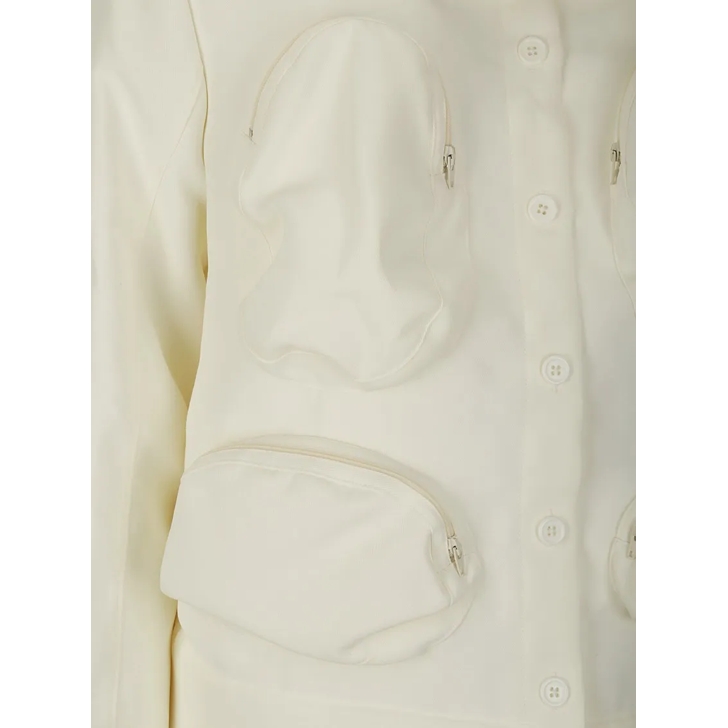 MELITTA BAUMEISTER White Button Closure Jacket White Ubergangsjacke