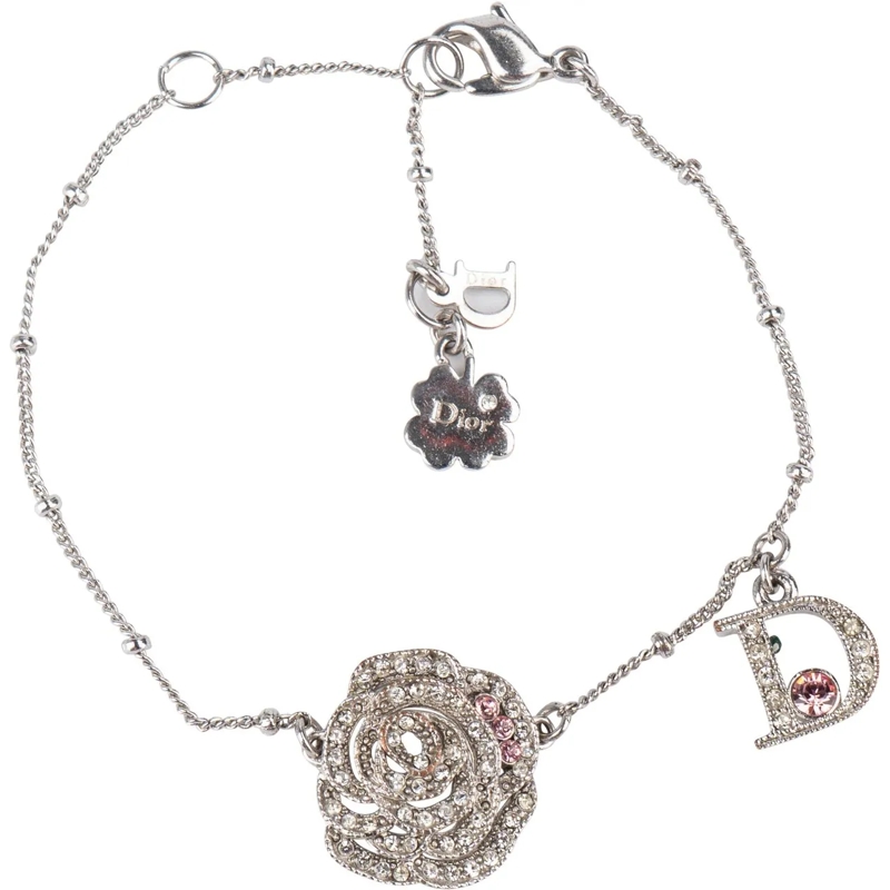 Christian Dior Armband Christian Dior Silver Tone Crystal Bracelet silber