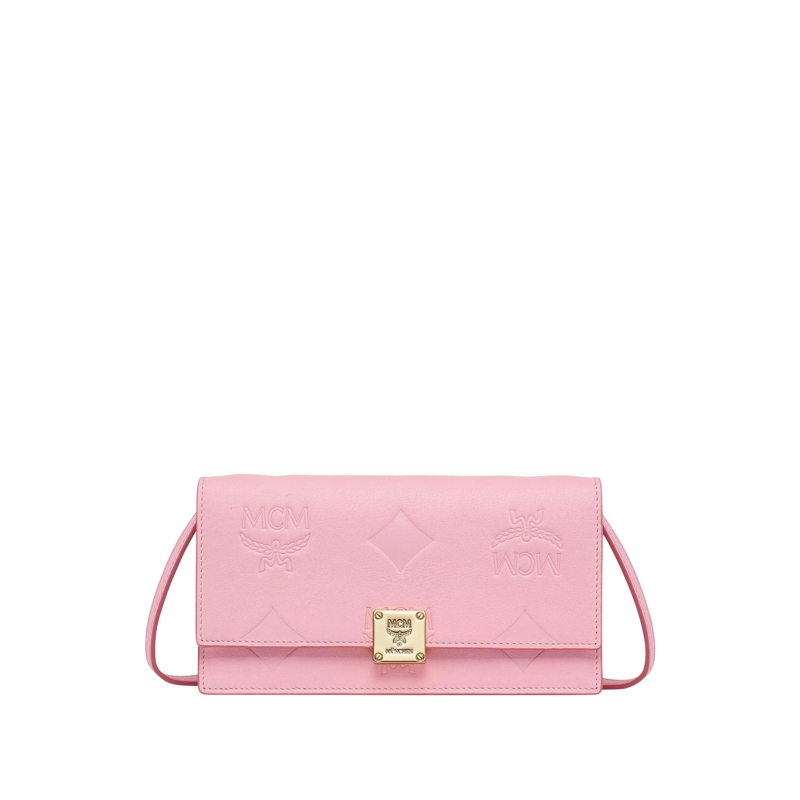 MCM Crossbody Bag Wallets Aren Portemonnaie aus geprägtem Leder mit  pink