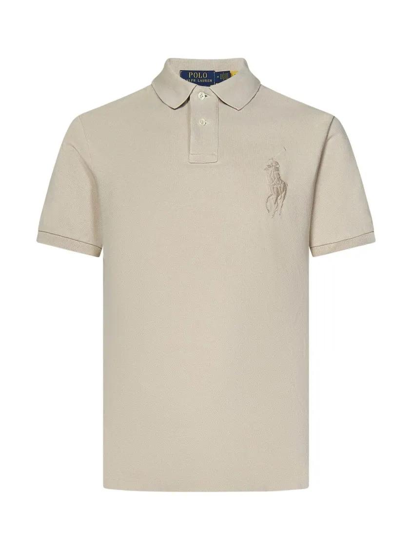 Thumbnail - Polo Ralph Lauren - Light Grey Custom Slim-Fit Polo Shirt - Größe L - beige
