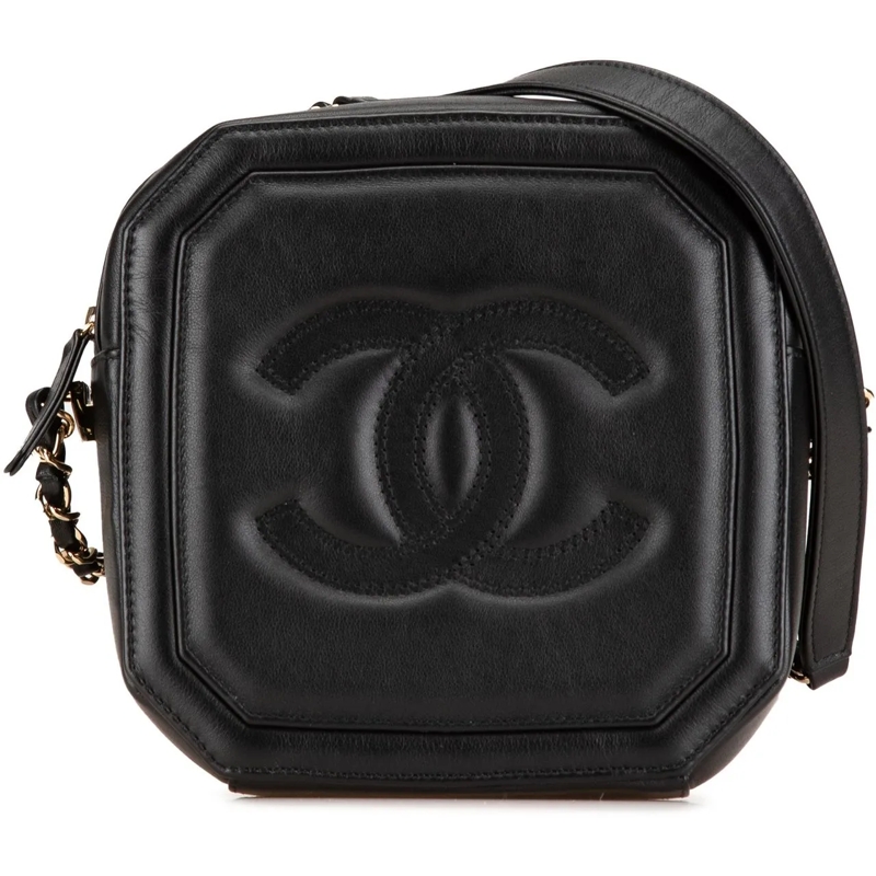 Chanel Sac à bandoulière CC Quilted Lambskin Octagon Camera Case schwarz