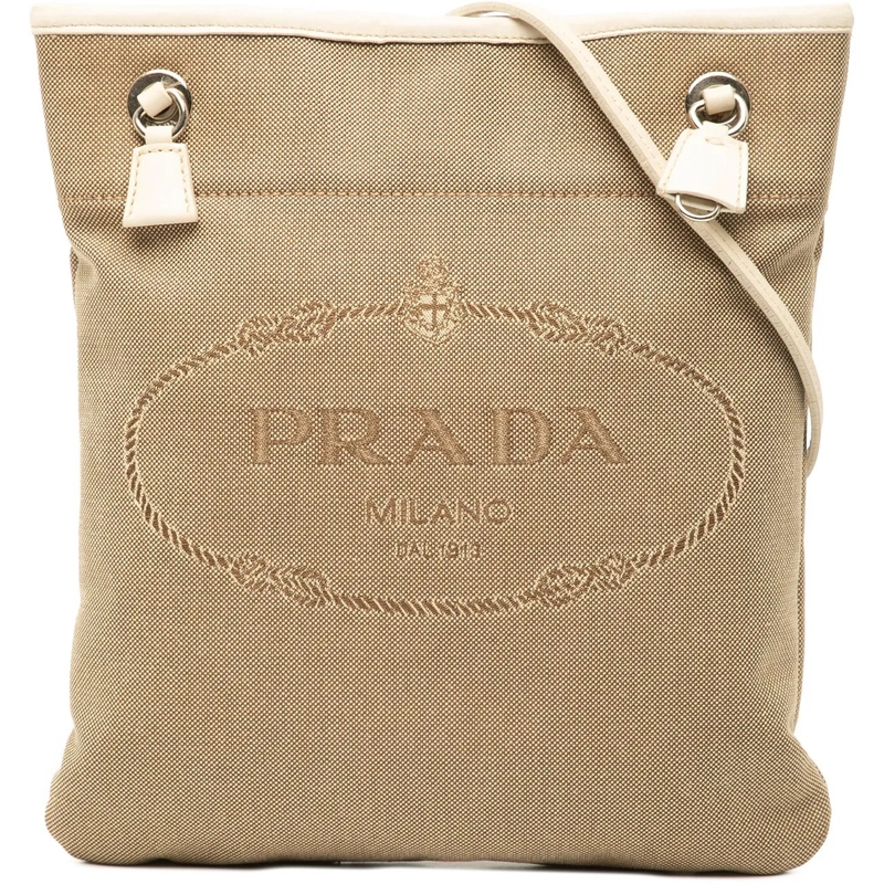 Prada Schultertasche Canvas Canapa Logo Crossbody braun