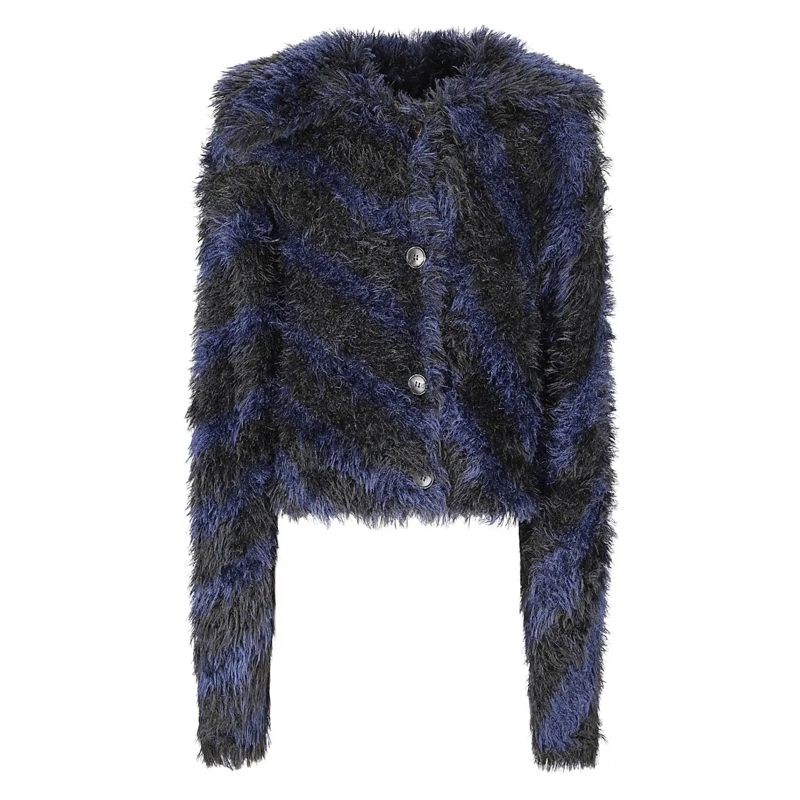 Dries Van Noten Strickjacke Textured Knit Cardigan With Button-Down Front And  Blue