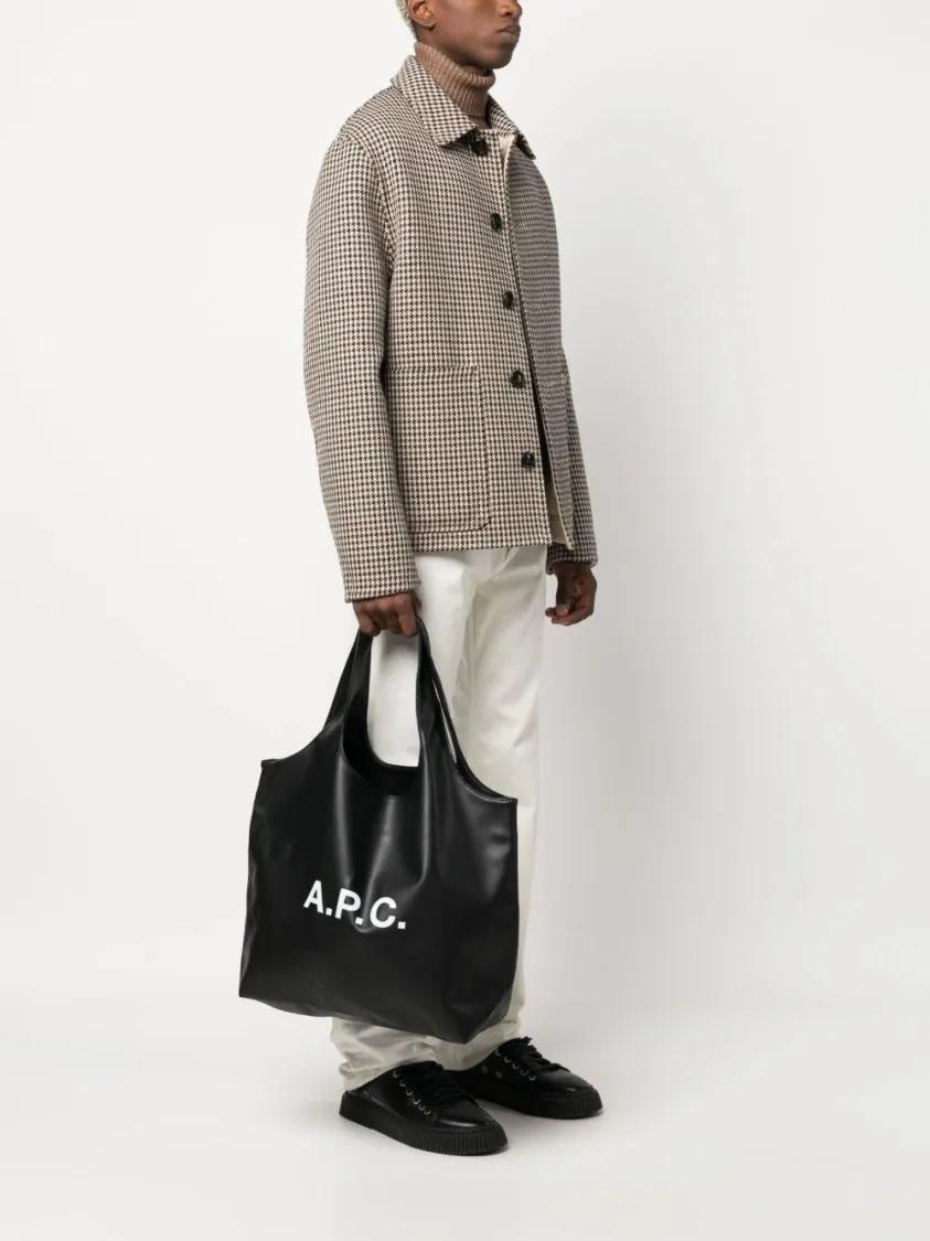 A.P.C. Shoppers & Totes Spacious Black Faux Leather Tote in zwart